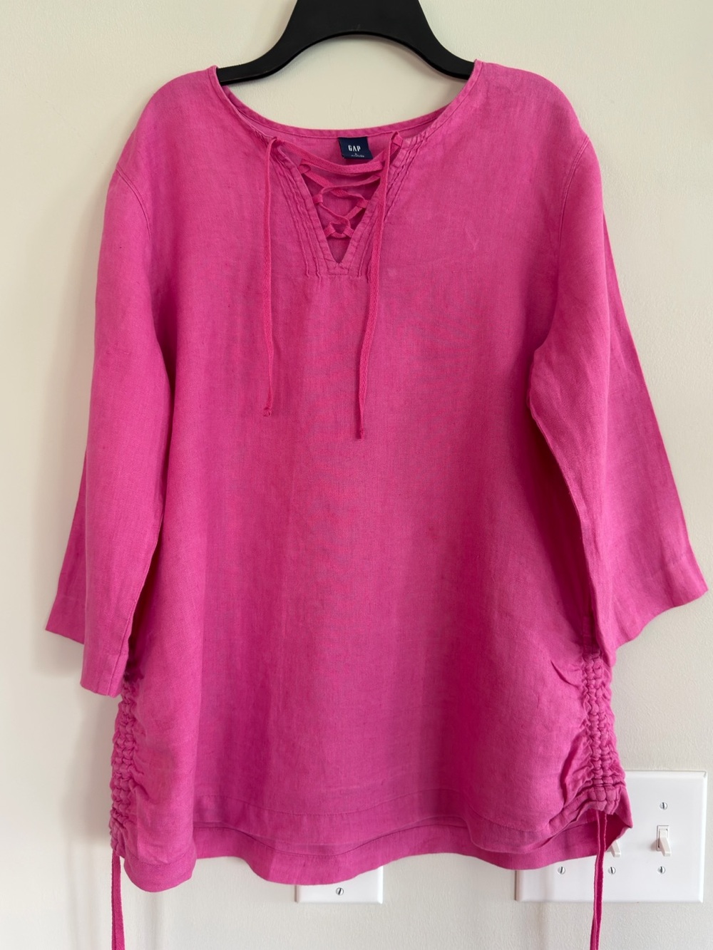 GAP Lace-Up Tunic Top in Bright Pink